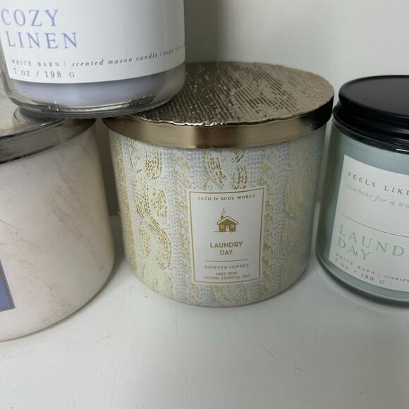 Bath & Body Works Laundry Day Cost Linen Sheets 3 Wick & Single Wick Lot Of 5 - Picture 5 of 10